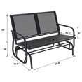 thumbnail image 4 of 2 Seats Outdoor Glider Bench Patio Glider Swing Chair with Powder Coated Steel Frame and Breathable Seat Fabric Outdoor Loveseat, Black, 4 of 6