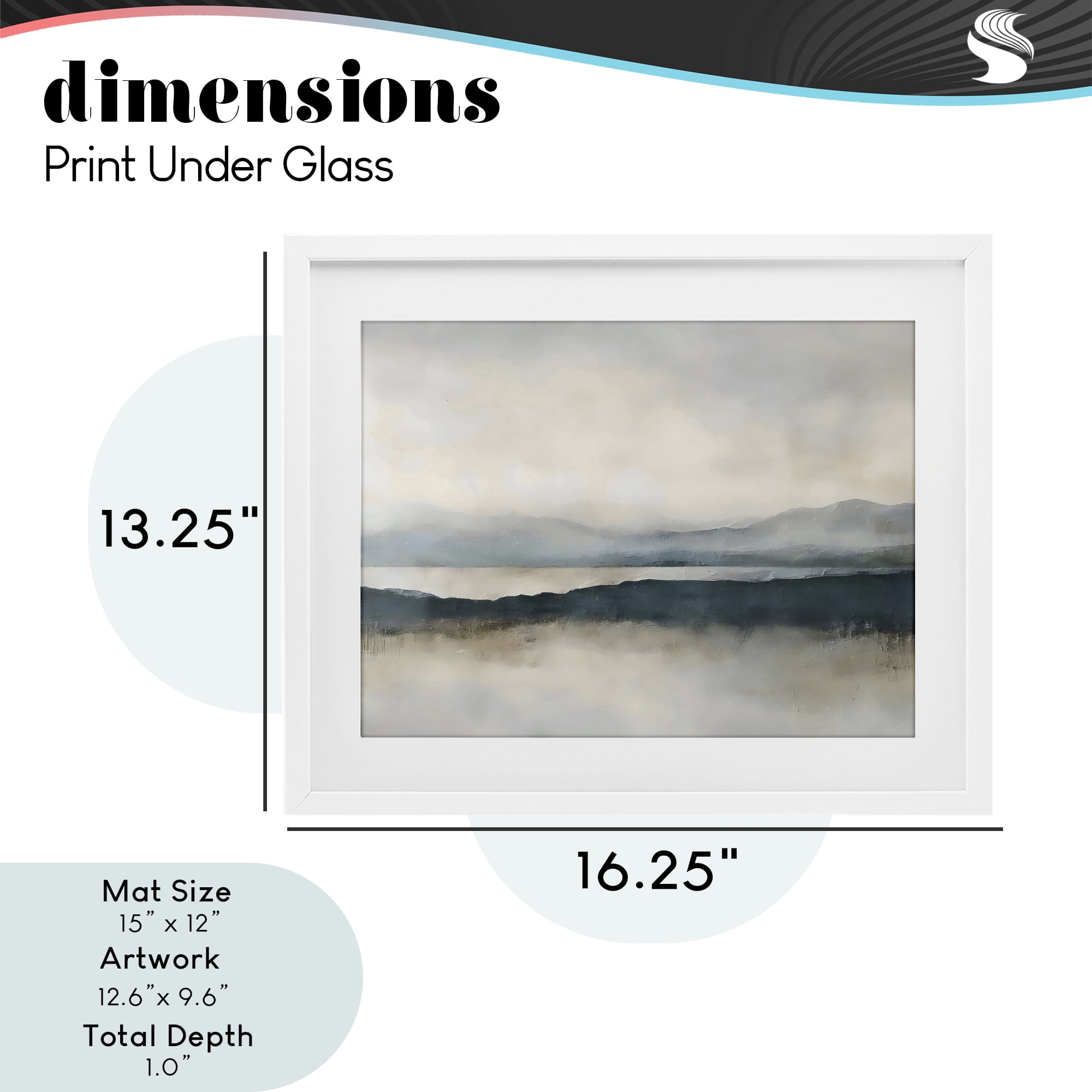 Stupell Industries Muted Horizon Mountainscape White Framed Print Under Glass, design by Riley B