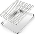 thumbnail image 1 of duomi-10.4 Inch Baking Pan with Rack Set, Stainless Steel Rectangular Toaster Oven Cookie Pan with Cooling Rack, Professional Bakeware, Extra Thick & Rolled Rim, Dishwasher Safe, 1 of 4