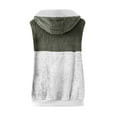 thumbnail image 4 of Oksale Hooded Fleece Vest for Women Plus Size Sleeveless Jackets with Pockets Zip Up Mid Length Jacket Color Block Vests Soft Comfort Drawstring Outwear Army Green XXXXL, 4 of 5