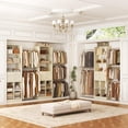 thumbnail image 6 of Besiost Closet System, 4-8 FT Closet Organizer Systems with 2 Wooden Drawers and 5 Hanging Rods, Can Fit 60 to 96 inch Walk-in Closet System, Greige Oak, 6 of 7