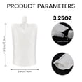 thumbnail image 2 of Muka 50 Pcs White Plastic Liquid Pouch, Reclosable Spout pouch with funnel, Liquor Flasks for Wine, Milk, Juice Package (3.25 OZ, 100 ML), 2 of 5