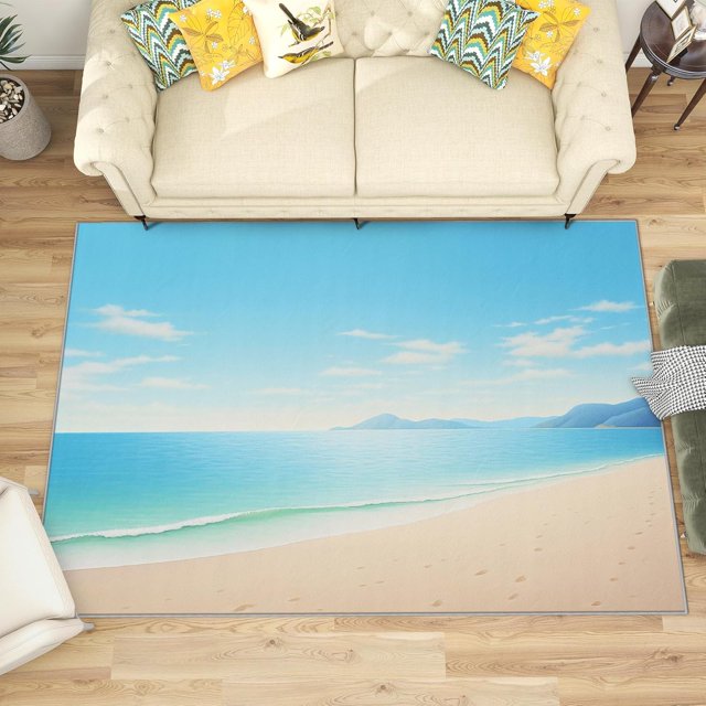 2x3 Rug, Beach Door Mat Washable Non Slip Soft for Entryway, Sea Ocean Marine Rug, Nature Landscape Carpet, Beach Home Decor & Gifts