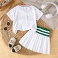 thumbnail image 4 of Toddler Girl Golf Outfit Set Short Sleeve V-Neck Tee with Pleated Skirt School Outfits Girls Sets 12-18 Months, 4 of 9