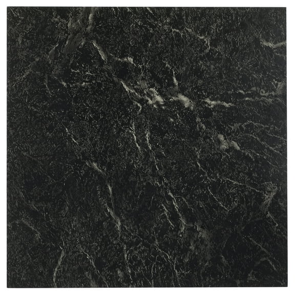 Achim Sterling Self Adhesive Vinyl Floor Tile - 20 Tiles/20 Sq. Ft., 12 x 12, Black with White Vein Marble