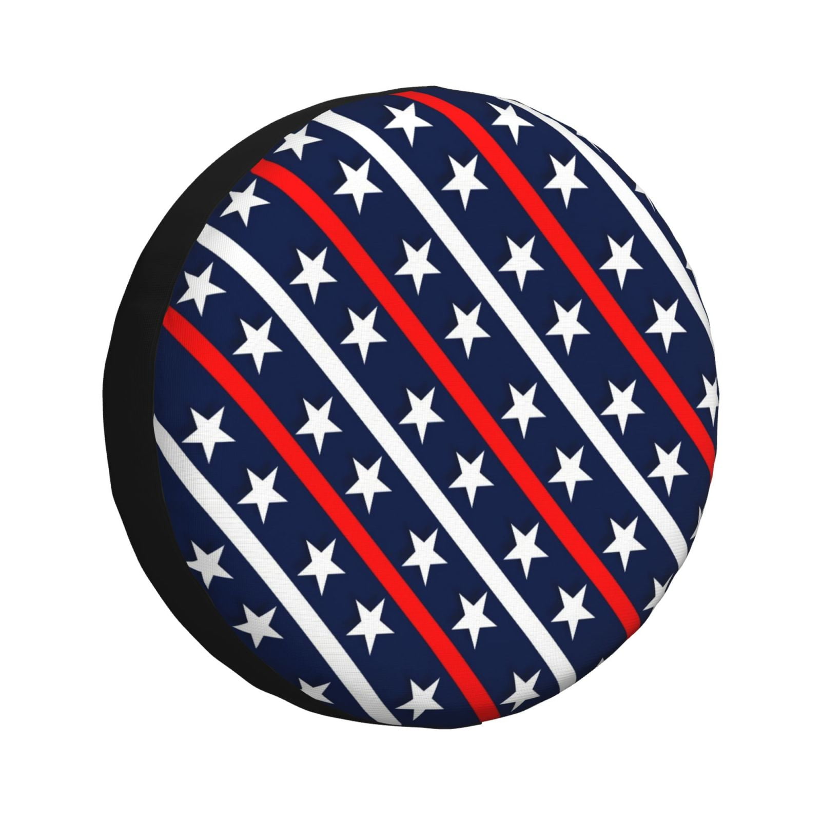 DouZhe Waterproof Spare Tire Cover, Patriotic Red White Blue Stars Strips  Prints Adjustable Wheel Covers Fit for Jeep Trailer RV SUV Car, 15 inch 