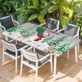 thumbnail image 2 of Gray Christmas Table Cloths for 4 Foot Rectangle Tables, Xmas Trees Snowman Elk Snowflakes Patio Waterproof Elastic Fitted Tablecloths, Washable Rectangular Table Cover for Camping, 2 of 8
