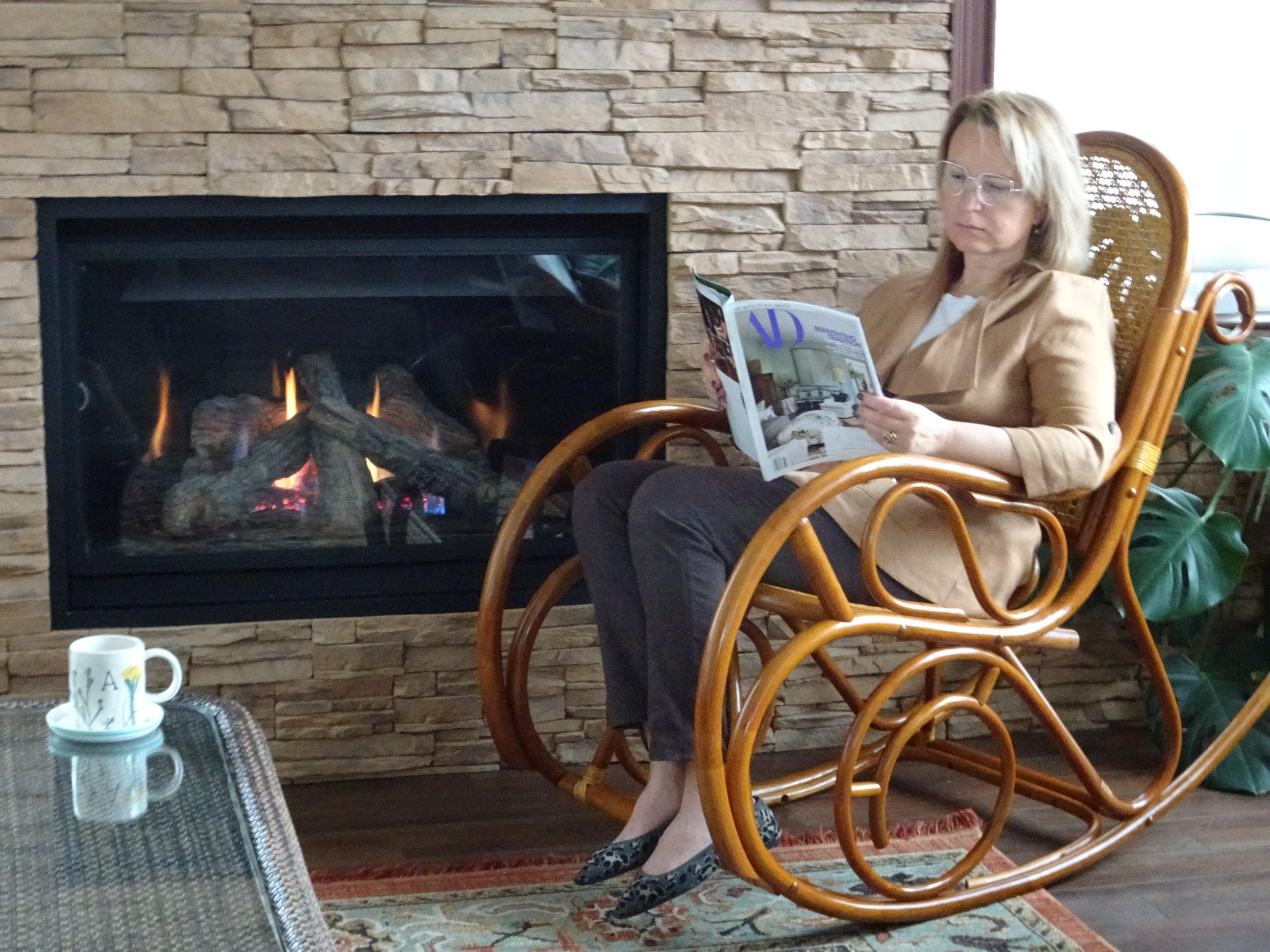 Wickerix Milano Rocking Chair, Natural Rattan Wicker Hadmade, ECO, Colonial Color
