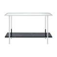 thumbnail image 3 of Gzxs Mirrored-Top Console Table, 2 Tier Entryway Table with Faux Marble Finish Shelf and Chrome Metal Frame, 48"L Narrow Sofa Table for Entryway, Living Room, Hallway, Foyer, Office, Black, 3 of 5