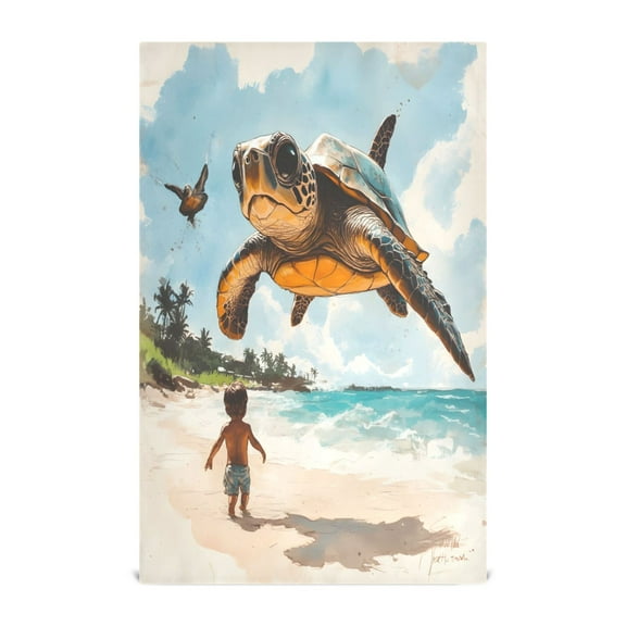 Flying Turtle Decorative Waffle Towel Kitchen Dishcloth 28x18in Multi-Use Tea Towel