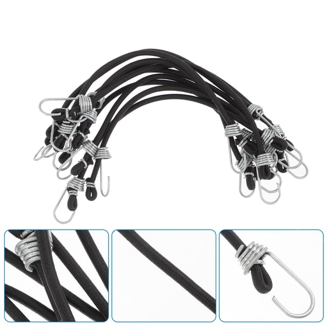 unbranded 10Ud Cuerdas Elásticas Bungee Con Para Fijar Equipaje En Y Motocicleta De Color Negro