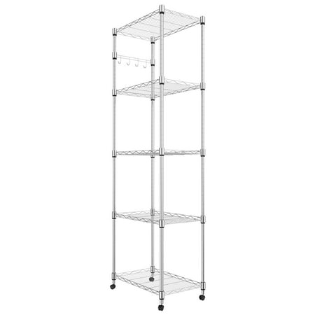 Hot 5-Tier Steel Wire Shelving Rack on Wheels for Storage in Kitchen 72inch Height