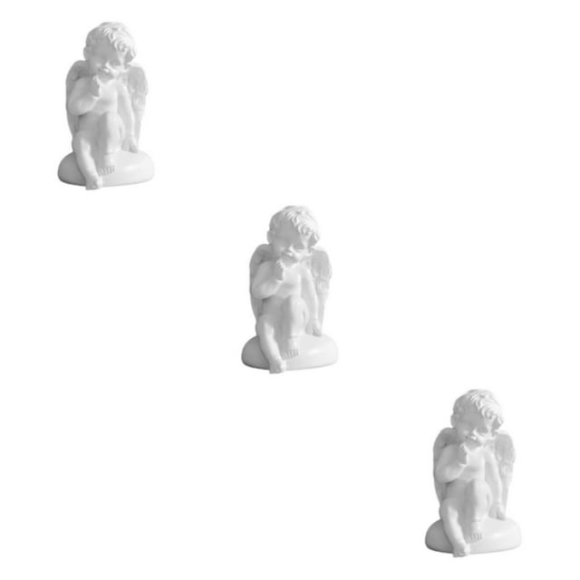 Guardoinrt Beautiful Resin White Angel Statue Delicate Desktop Decor Collection Window Props for Christmas sitting 3Set