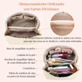 thumbnail image 3 of Cosmetiquera de Viaje de Gran Capacidad - Bolsa de Maquillaje de Cuero PU Impermeable con Asa y Separadores, Bolsa Organizadora de Cosmeticos, Neceser de Viaje para Mujer Portátil, 3 of 8