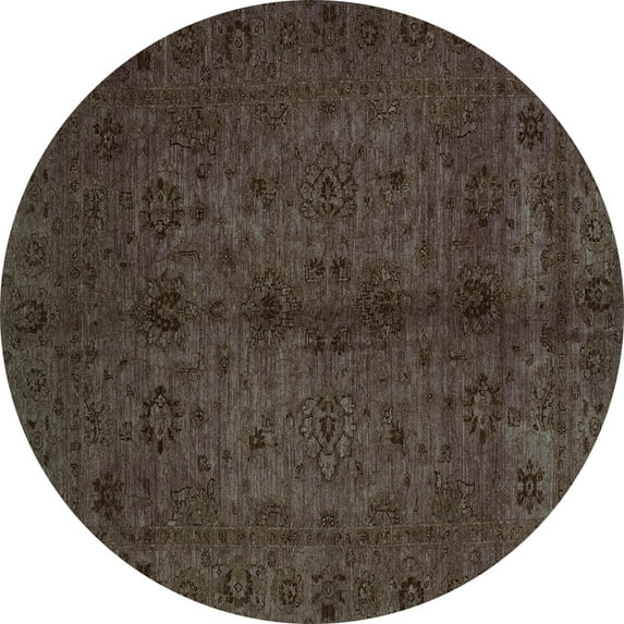 Ahgly Company Machine Washable Indoor Round Abstract Turquoise Blue Modern Area Rugs, 7' Round