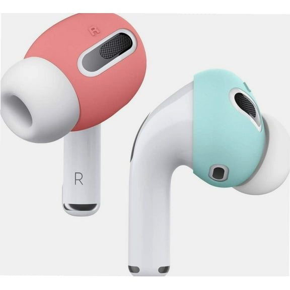 2 Pairs AirPods Pro Ear Tips Cover Designed for Apple AirPods Pro, Anti Slip Silicone Cover, Dust-Free [Fit in The Case] (2 Pairs of 2 Colors) [US Patent Registered] (Italian Rose & Coral Blue)