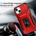 thumbnail image 2 of For iPhone 12 Mini Slim Fit Shockproof Hybrid with Slide Camera Cover & Rotated Ring Kickstand, [Military-Grade] Phone Case For iPhone 12 Mini 5.4",Red,For iPhone 12 Mini, 2 of 8