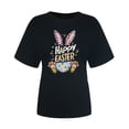 thumbnail image 4 of VBTAPA Womens Easter T-shirts Funny Cute Bunny Eggs Print Round Neck Short Sleeve Tops Novelty Holiday Graphic Tees Big Sales Today Black L, 4 of 6