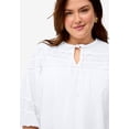 thumbnail image 3 of Ellos Plus Size Keyhole Neck Blouse With Crochet Trim, 3 of 3