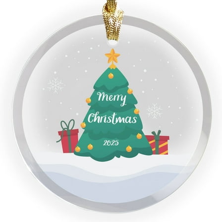 2025 Merry Christmas Tree Round Disc Ornament