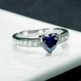 thumbnail image 3 of Heart Cut Blue Sapphire Ring, Solitaire Diamond Engagement Ring, Solitaire With Accents Diamond Ring, September Birthstone Ring, 925 Sterling Silver, 2.3 Ct Simulated Sapphire And Diamond, 3 of 4