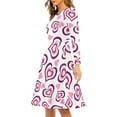 thumbnail image 2 of Renewold Breathable Flared Dress for Valentine's Day Gifts Purple Pink Hearts Long Sleeve A Line Twirly Skater Loose Casual/Party Dresses Size L Women Elegant Dress, 2 of 7