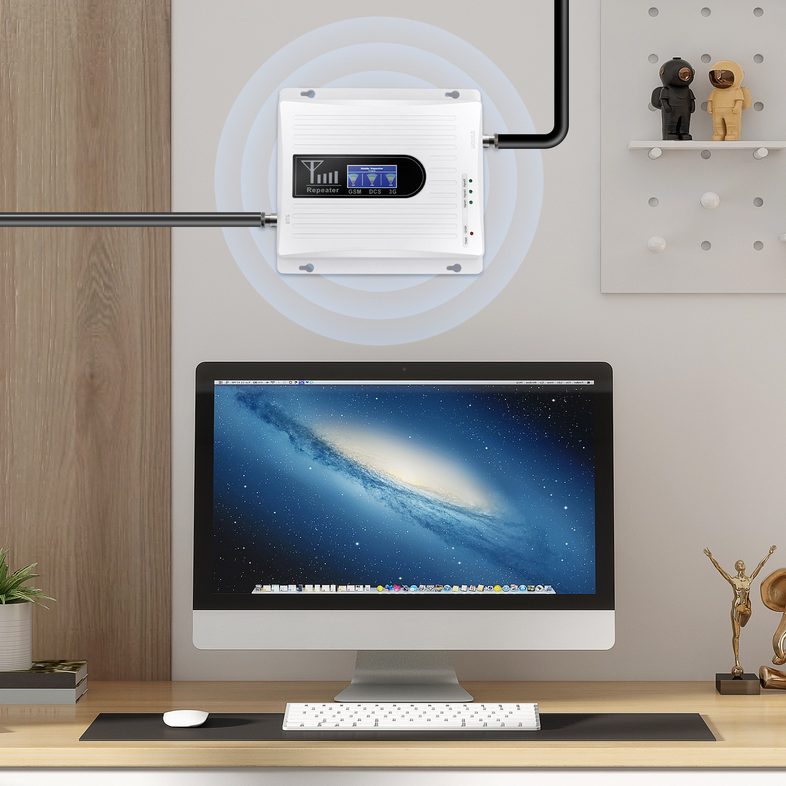Aluminum Alloy Cell Phone Signal Booster, GSM 3G 4G LTE Amplifier Kit, 900/1800/2100MHz