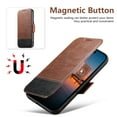 thumbnail image 3 of Dteck Magnetic Wallet Case for iPhone 16, Shockproof PU Leather TPU Wireless Charging Card & Cash Slots Anti-Scratch Rugged Protection Case, Brown, 3 of 12