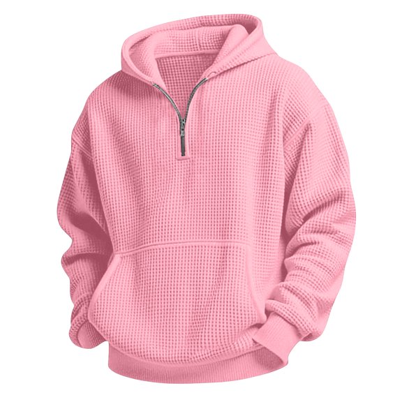 Atogsazn Kids Boys Waffle Knit Quarter Zip Hoodies Childrens Casual Long Sleeve Hooded Sweatshirt Fall Winter Tops Pink 4-5 Years Fashion