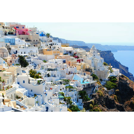 Canvas Print Vacation Travel Summer Santorini Holidays Greece Stretched Canvas 10 x