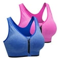 thumbnail image 2 of TuseyRxln 2 pcs Zipper in Front Sports Bra High Impact Strappy Back Support Workout Top, 2 of 8