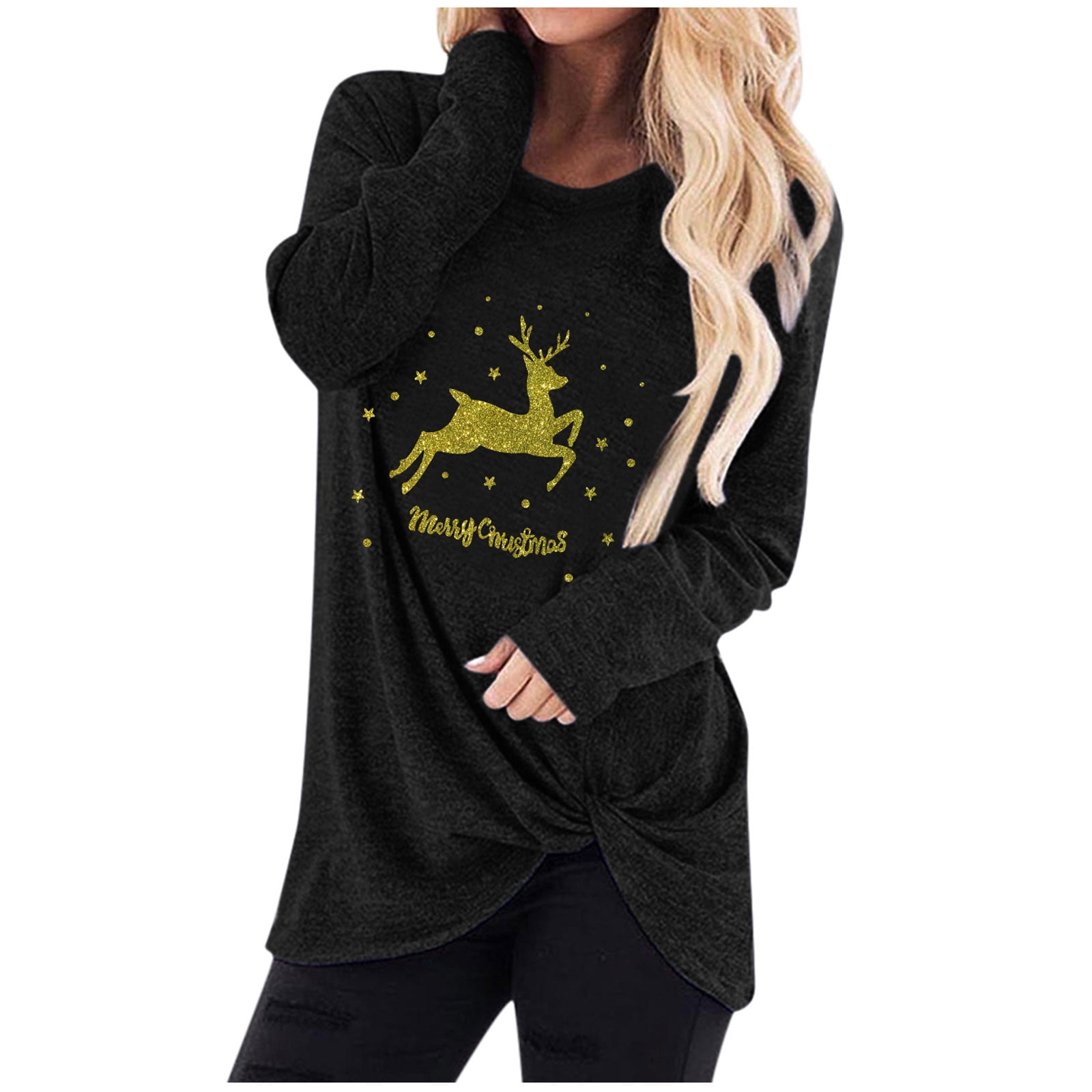 Femme Mode Noël Imprimer Manches Longues Chemisier Senegal Ubuy - Main Image