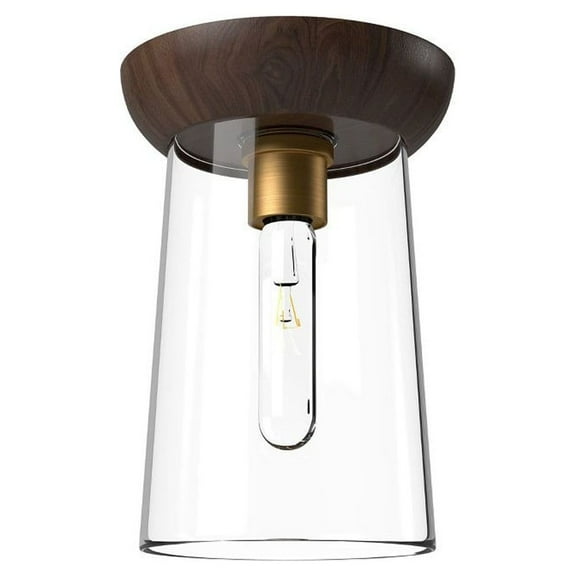 FM542007AGWT-Alora Lighting-Emil - 1 Light Flush Mount-10 Inches Tall and 7 Inches Wide-Aged Gold/Walnut Finish