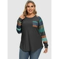 thumbnail image 6 of Xuanfei Women Stripe Crew Neck Raglan Long Sleeve Pocket Top, 6 of 7
