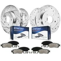 Detroit Axle - AWD 8pc Brake Kit for 2019 2020 Buick Envision Drilled and Slotted Disc Brake Rotors Ceramic Brakes Pads Replacement : 12.64" inch Front and 12.40" inch Rear Rotor