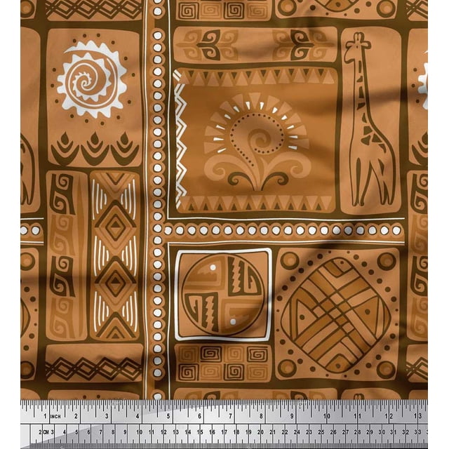 Soimoi Tissu Georgette Viscose Patchwork Imprimé Tribal au Mètre 42 Pouces de Large