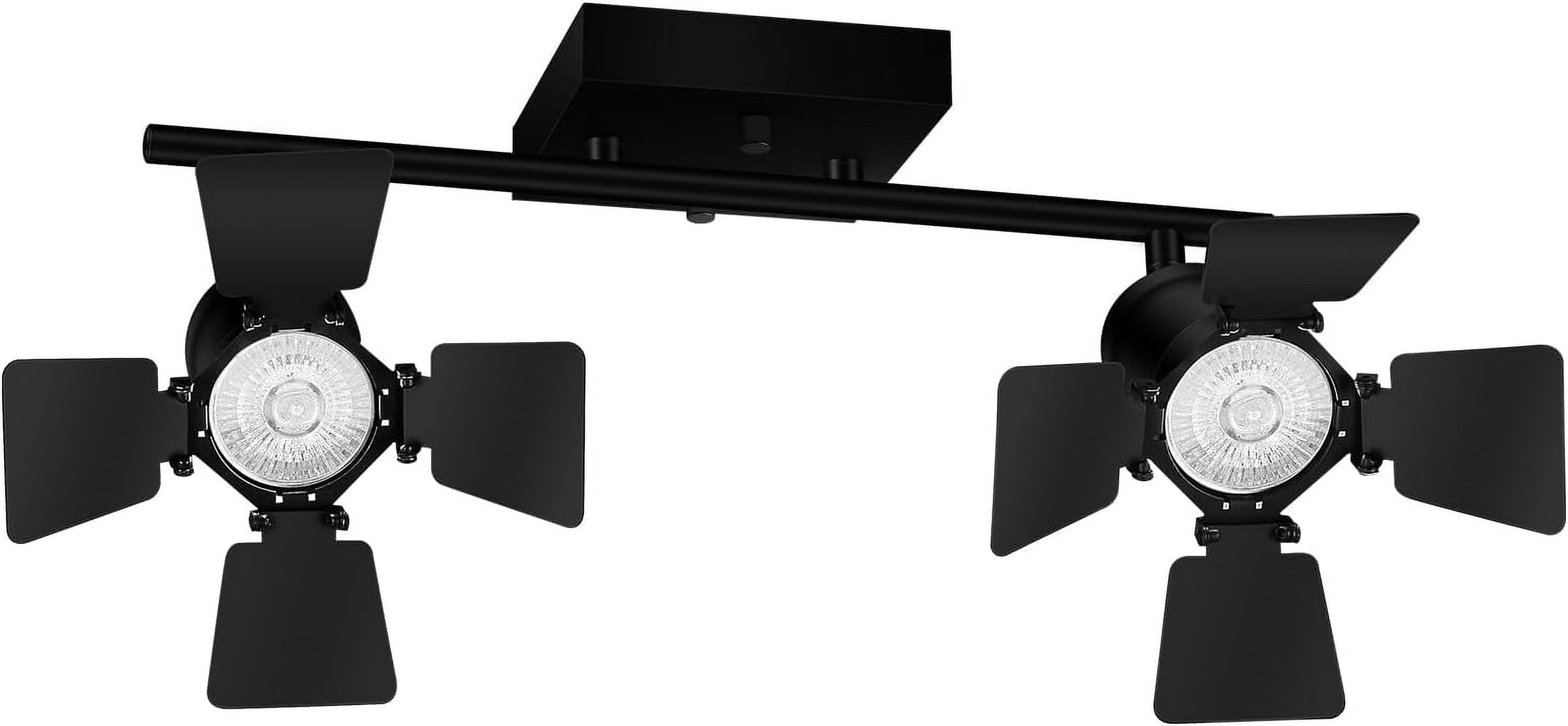 RGHJAR-2 Light Track Lighting Fixtures Ceiling, Black Track Lighting with Upgrade Lamp Heads, 2 Way Track Lights Ceiling, Vintage Industrial Track Light for Kitchen/Bar/Boy's Room,GU10 Bulb Not Inclu