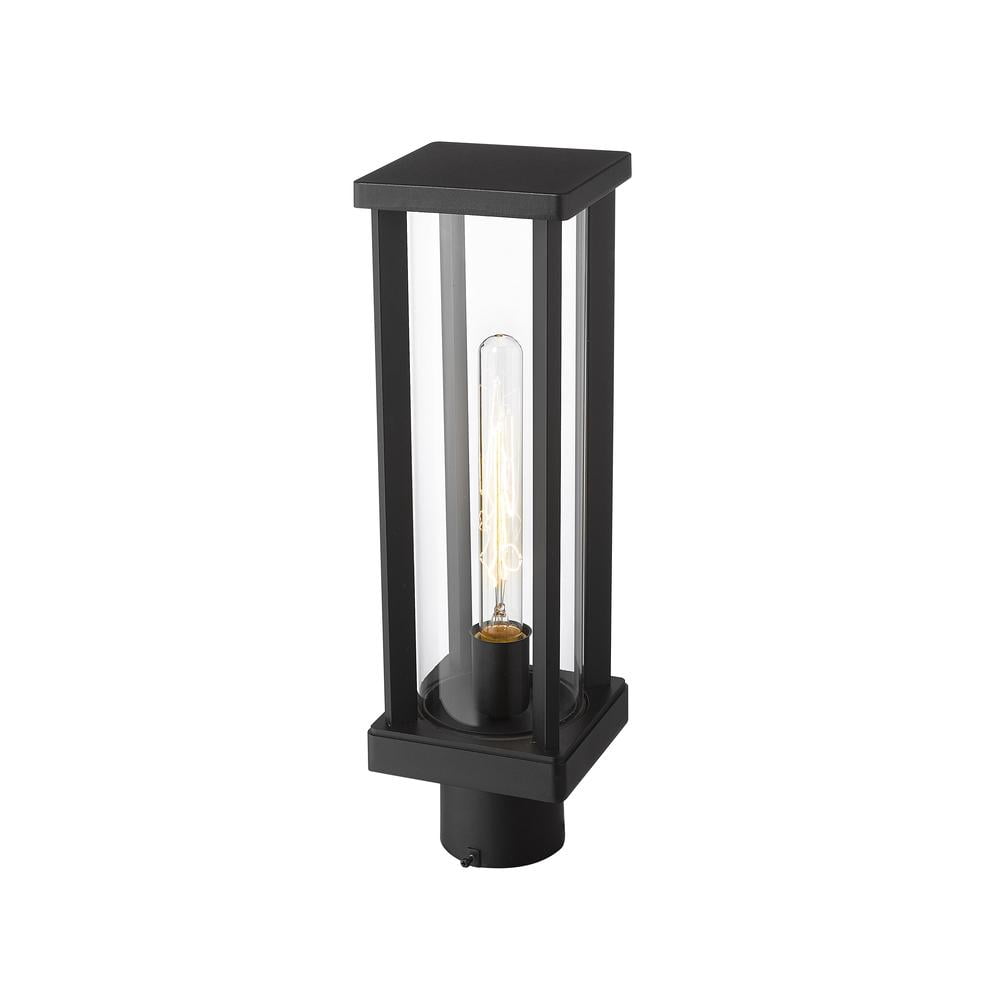 1 Light Outdoor Post Mount Fixture Frame Finish Black