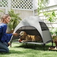 thumbnail image 2 of PawHut Outdoor Elevated Dog Bed with Canopy Raised Dog Bed Light Grey, 2 of 10