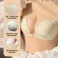 thumbnail image 3 of Un par de pegatinas de encaje en el pecho de concha en tono de piel, vestido de novia femenino, pegatinas de sujetador de silicona con correa trasera invisible, 3 of 5