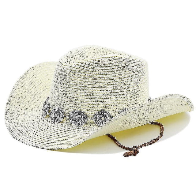 Nuevo Verano hombres mujeres paja hueco W Ern Cowboy sombrero elegante señora