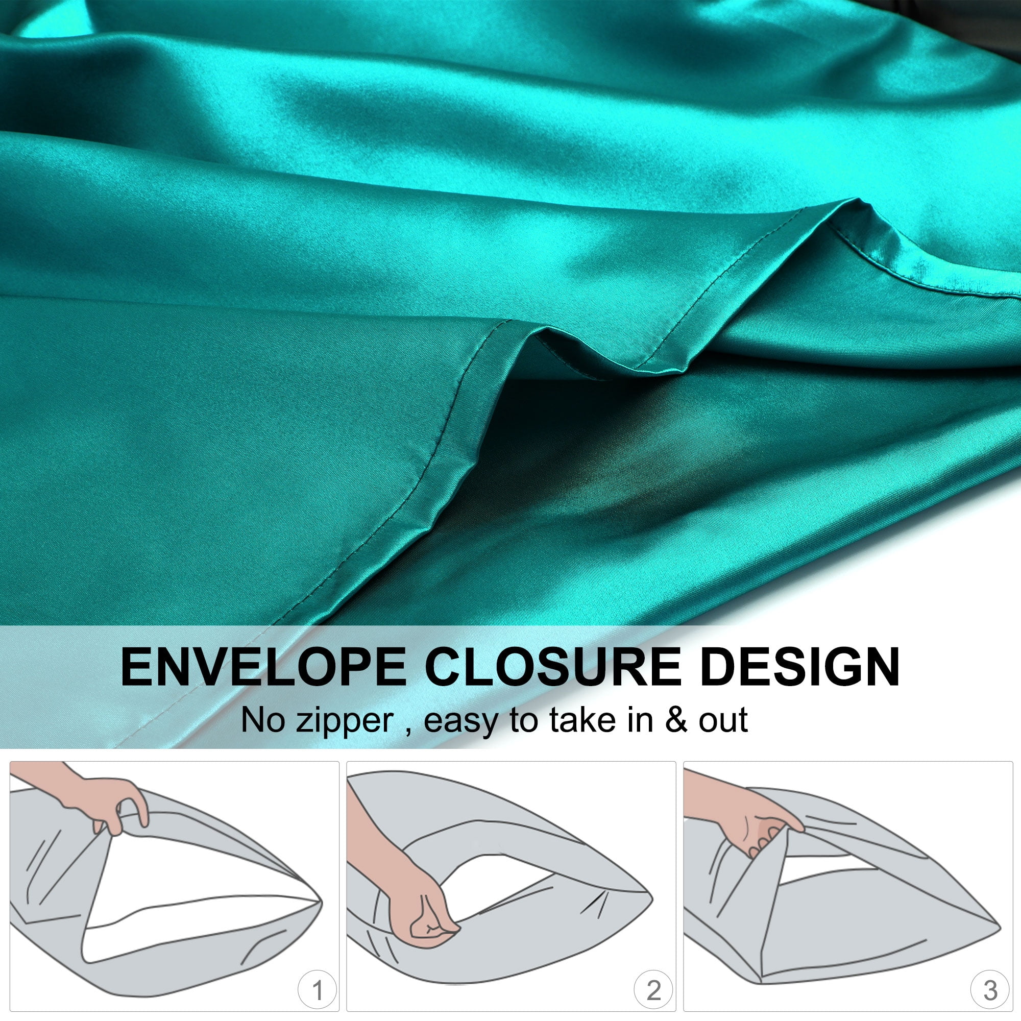 Unique Bargains Smooth Satin Body Pillow Cover Case, 20" x 54" Teal
