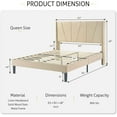thumbnail image 5 of Sha Cerlin Queen Bed Frame, Upholstered Platform Bed with Wingback and Geometric Headboard, Beige, 5 of 9