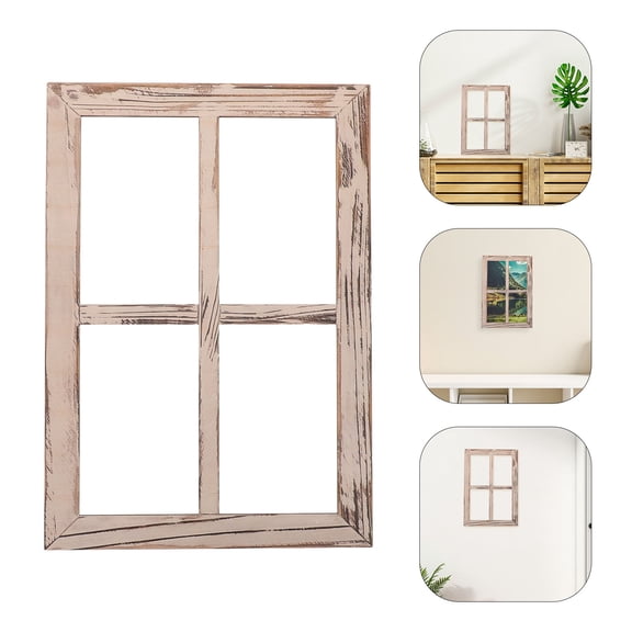 FOMIYES 2Pcs Rustic Wood Faux Window Frame Farmhouse Wall Art