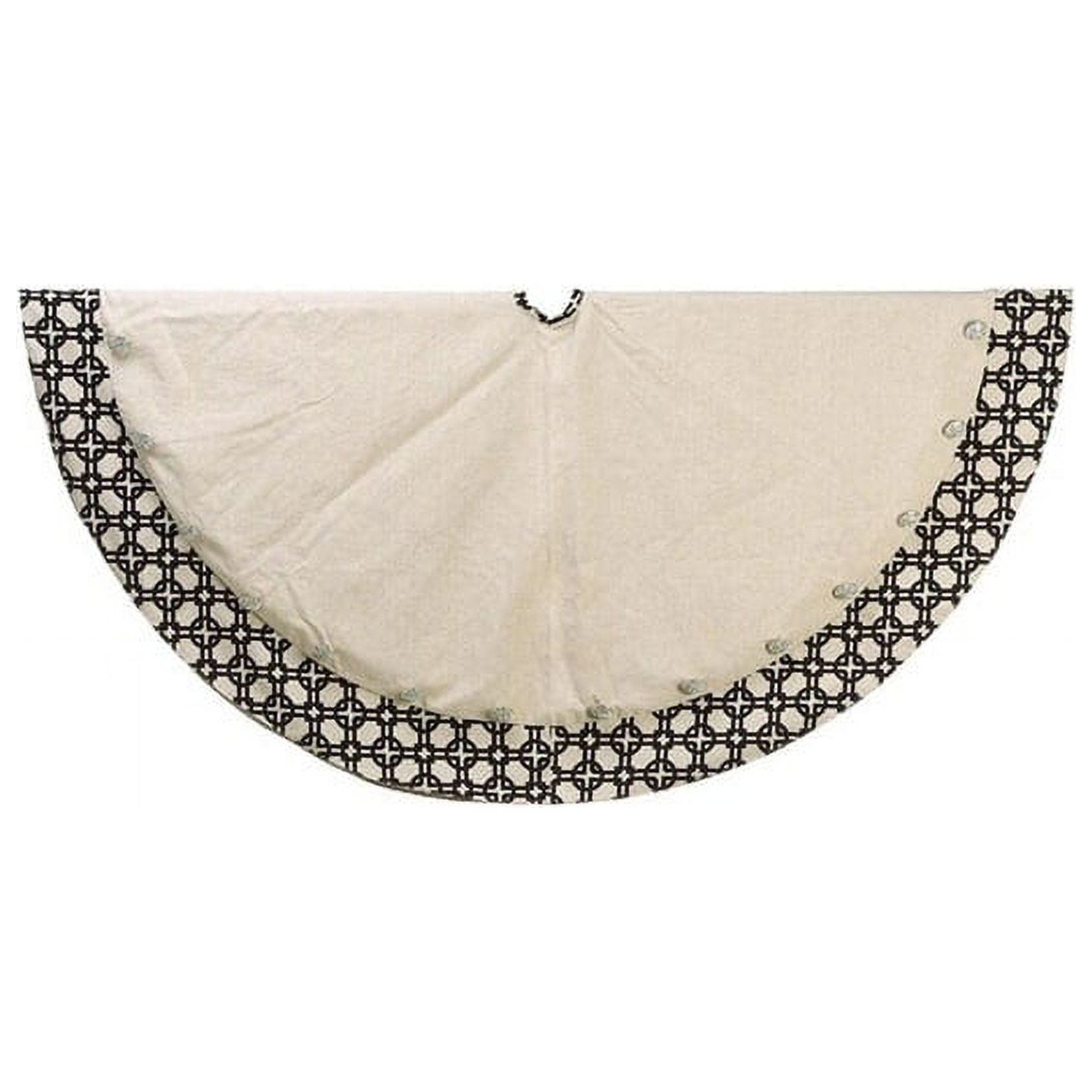 54" Black and Beige Rhinestone Christmas Tree Skirt