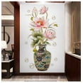 thumbnail image 3 of Chinese Style Lotus Flower Classical Vase Wall Sticker Pearl Transparent decal Peel and Stick Removable Wall Stickers Living Room Art Wall Decals Home Entrance Backdrop Decoration, 3 of 9