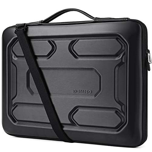 DOMISO Housse d'Ordinateur Portable 15,6 Pouces Sac à Bandoulière Antichoc Étui de Transport Protecteur Imperméable en EVA pour Lenovo Yoga 720 IdeaPad 310 320 ThinkPad T570/Dell Inspiron 15/HP Envy 15, Noir