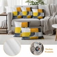 thumbnail image 6 of Yellow Grey Geometric Outdoor Waterproof Pillow Covers, Contemporary Abstract Oil Painted Decorative Square Throw Pillowcase Sofa Cushion Sham for Patio/Couch/Chair, 20"x20" 2 Pack, 6 of 8