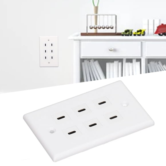 USB Outlet Plug, Type C USB Receptacle Outlet White Appearance For Home For Office For Business