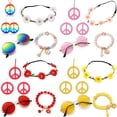 thumbnail image 1 of Traje de hippie de Halloween, gafas, pendientes, collar, tocado, collar con el logo de la paz, 1 of 5